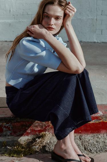 PUFF SLEEVE CARDIGAN - Pastel blue by Zara - Image 6