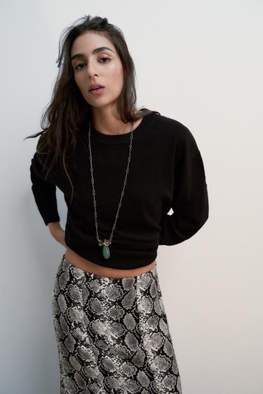 ANIMAL PRINT SATIN MIDI SKIRT - Snake by Zara - Image 1