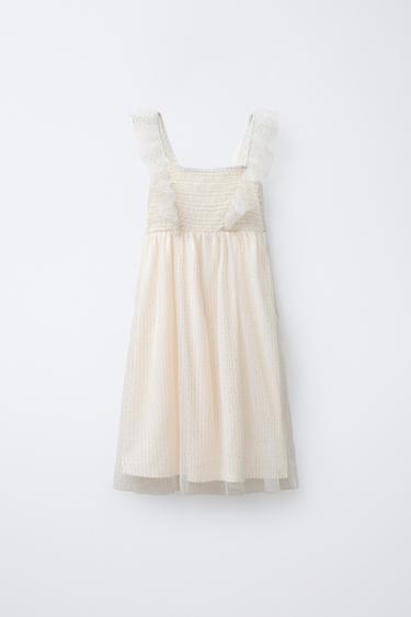 SHINY TULLE DRESS - Ecru by Zara - Image 0
