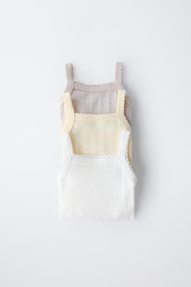 Zara THREE-PACK OF RIB KNIT BODYSUITS WITH CUTOUT DETAIL - Yellow