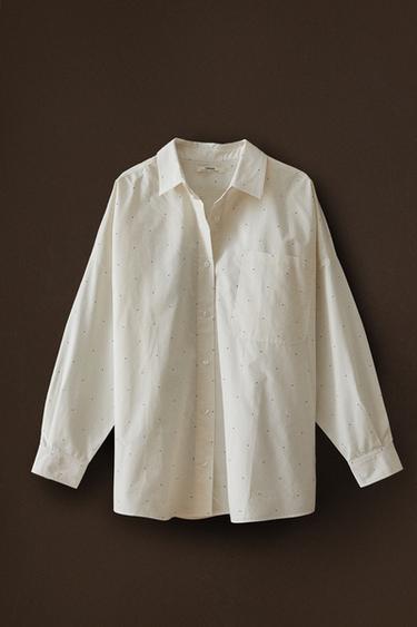 CHEMISE À POIS - Blanc cassé de Zara - Image 4