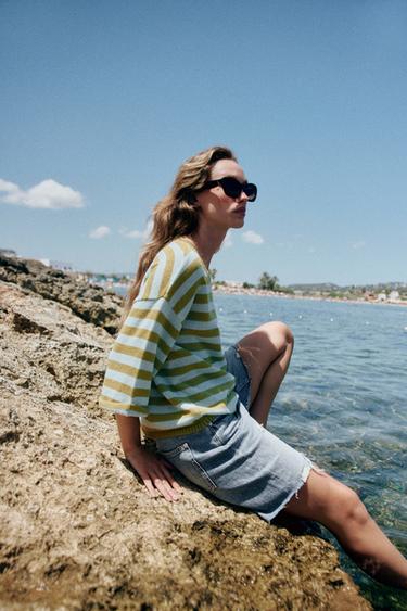 SWEATER DE MALHA ÀS RISCAS - Risca verde da Zara