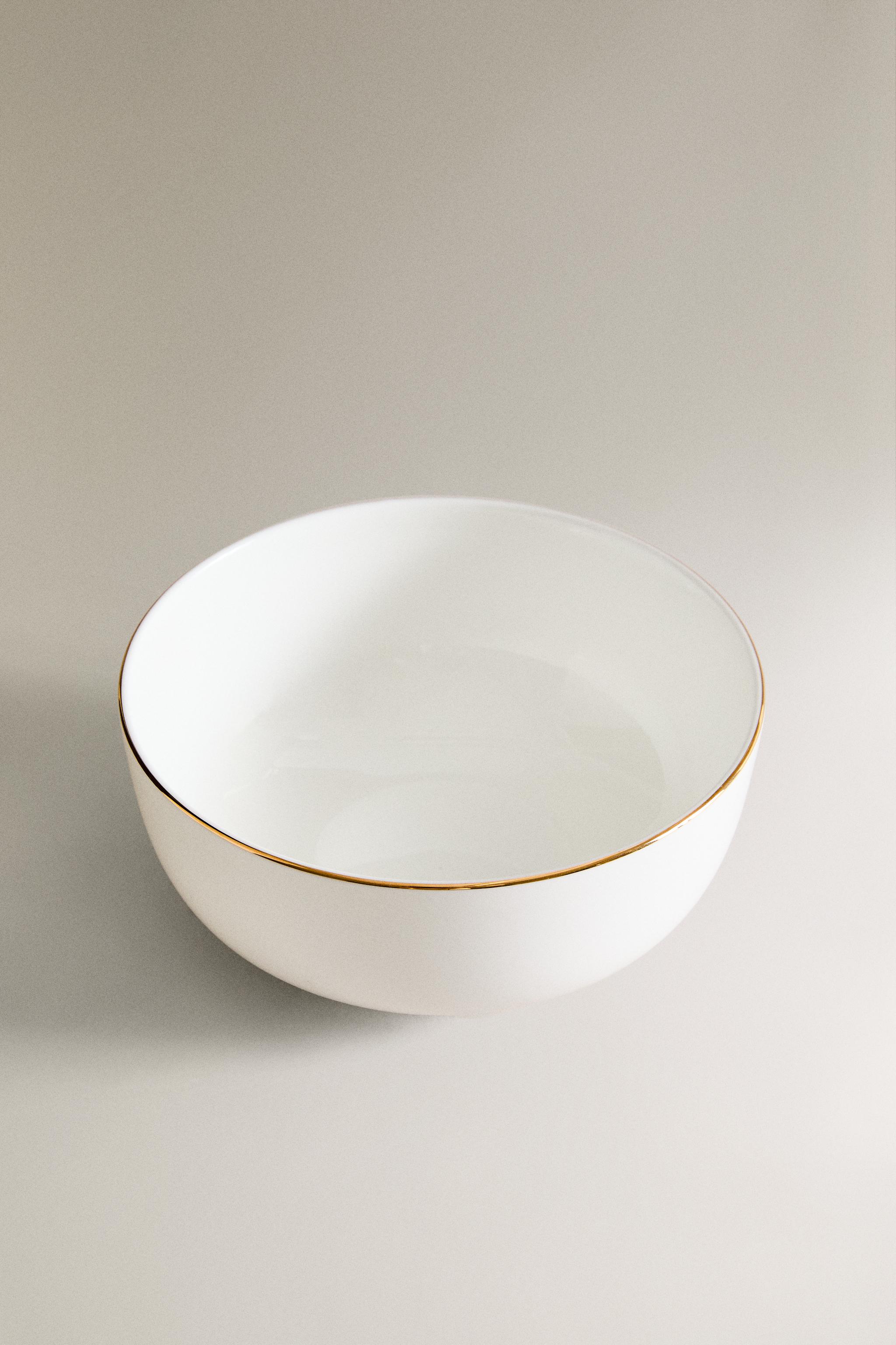 RIMMED BONE CHINA BOWL — Gold