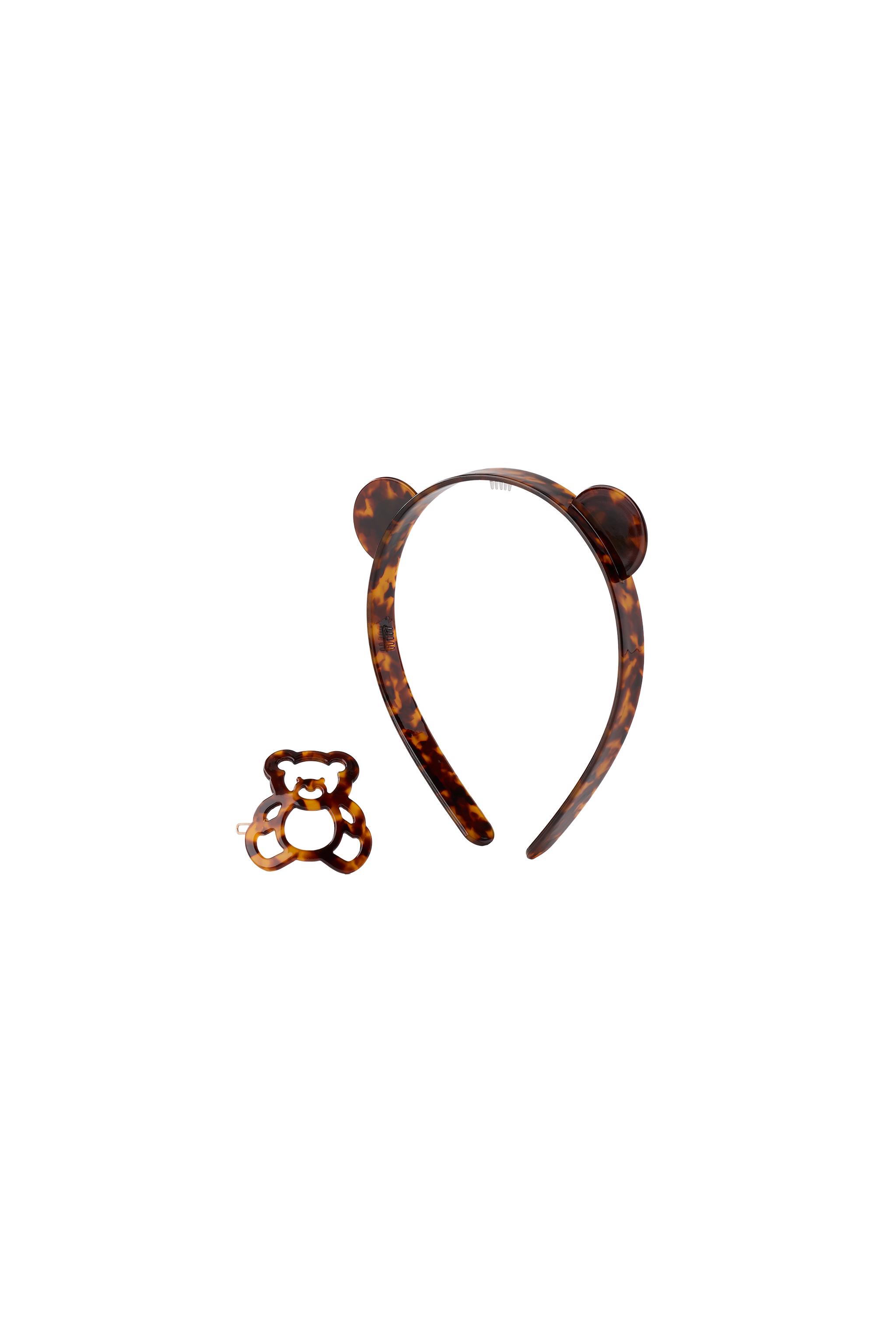 BEAR HEADBAND AND TORTOISE-EFFECT CLIP SET - Tortoise shell | ZARA