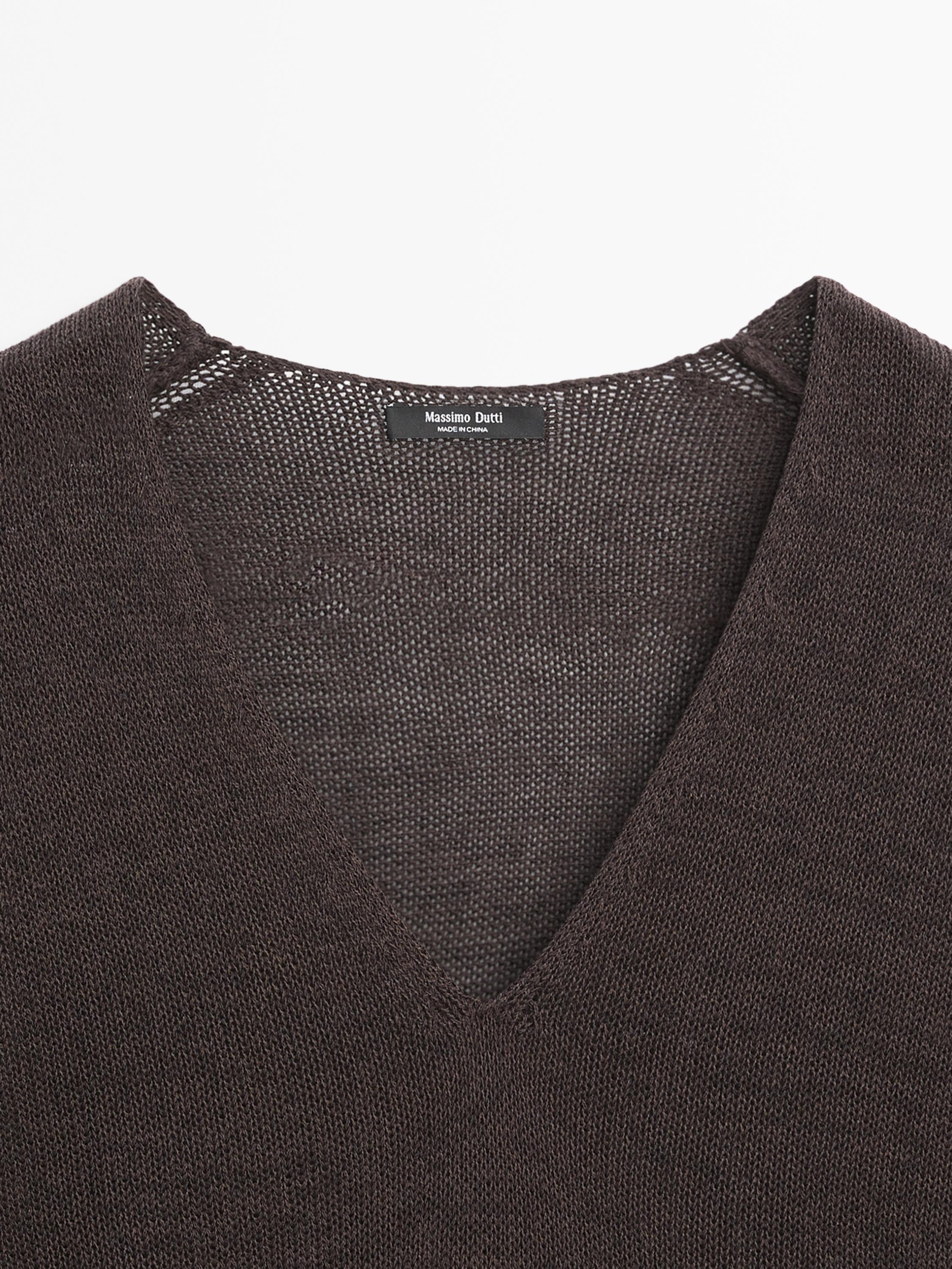 Contrast cotton blend knit dress