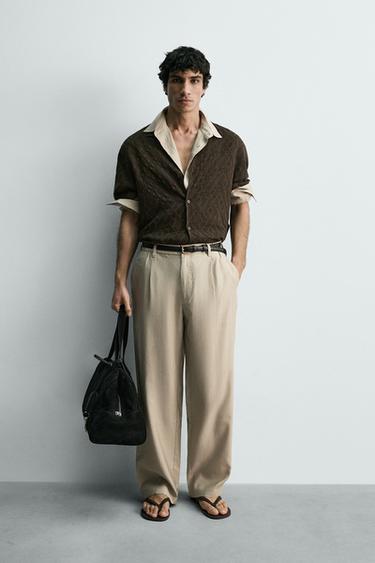 GEOMETRIC JACQUARD SHIRT - Brown by Zara