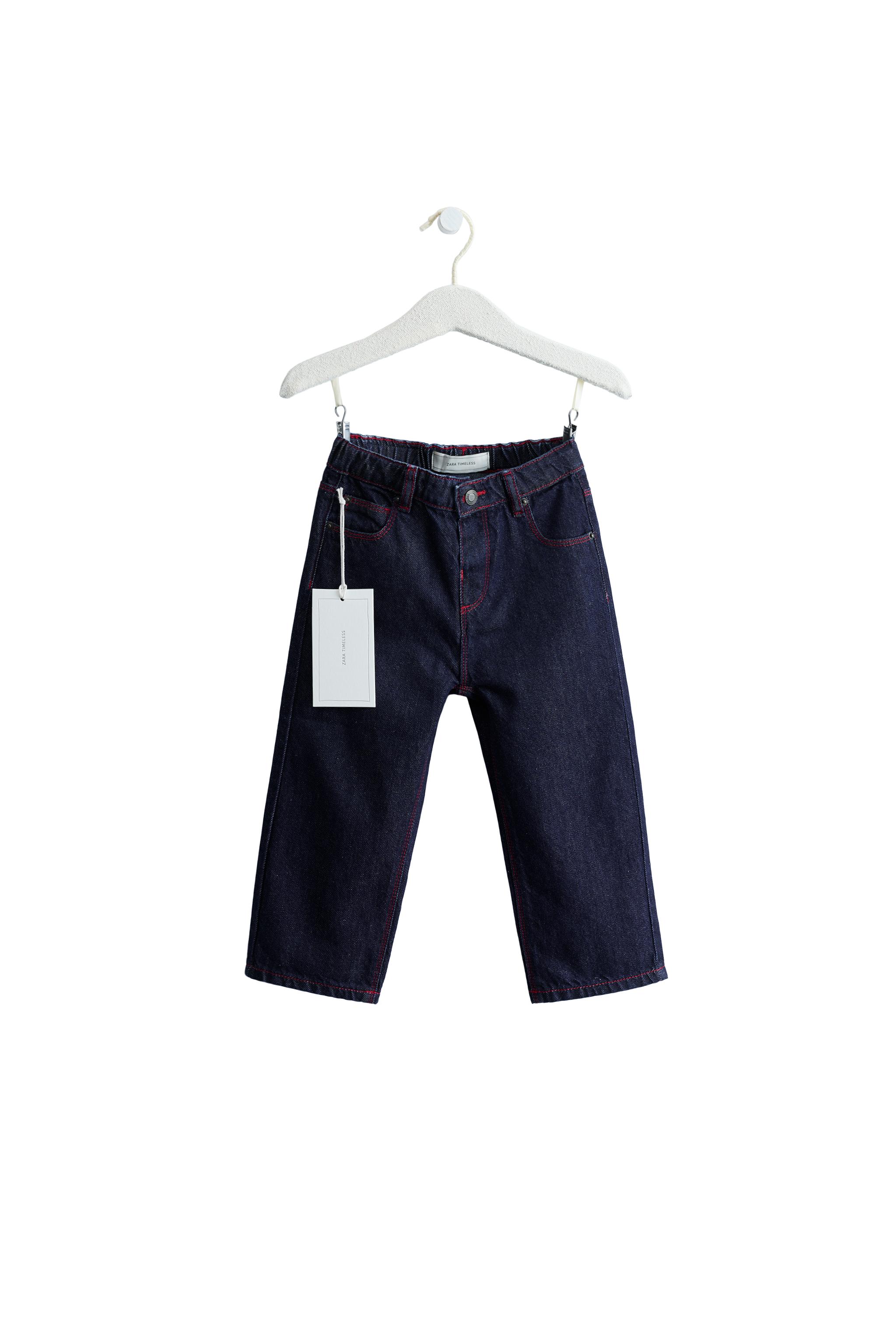 ZARA TIMELESS - CONTRAST TOPSTITCH STRAIGHT JEANS - Blue | ZARA