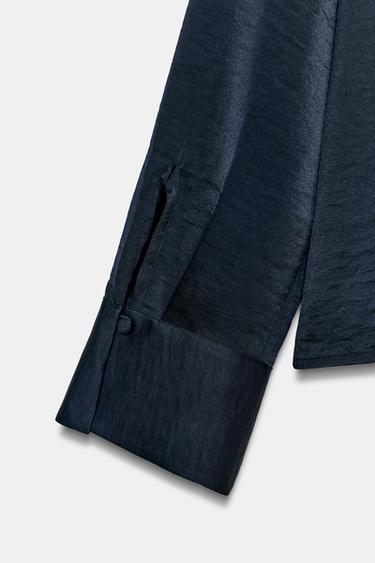 CHEMISE SATINÉE OUVERTURE - Bleu marine de Zara - Image 5