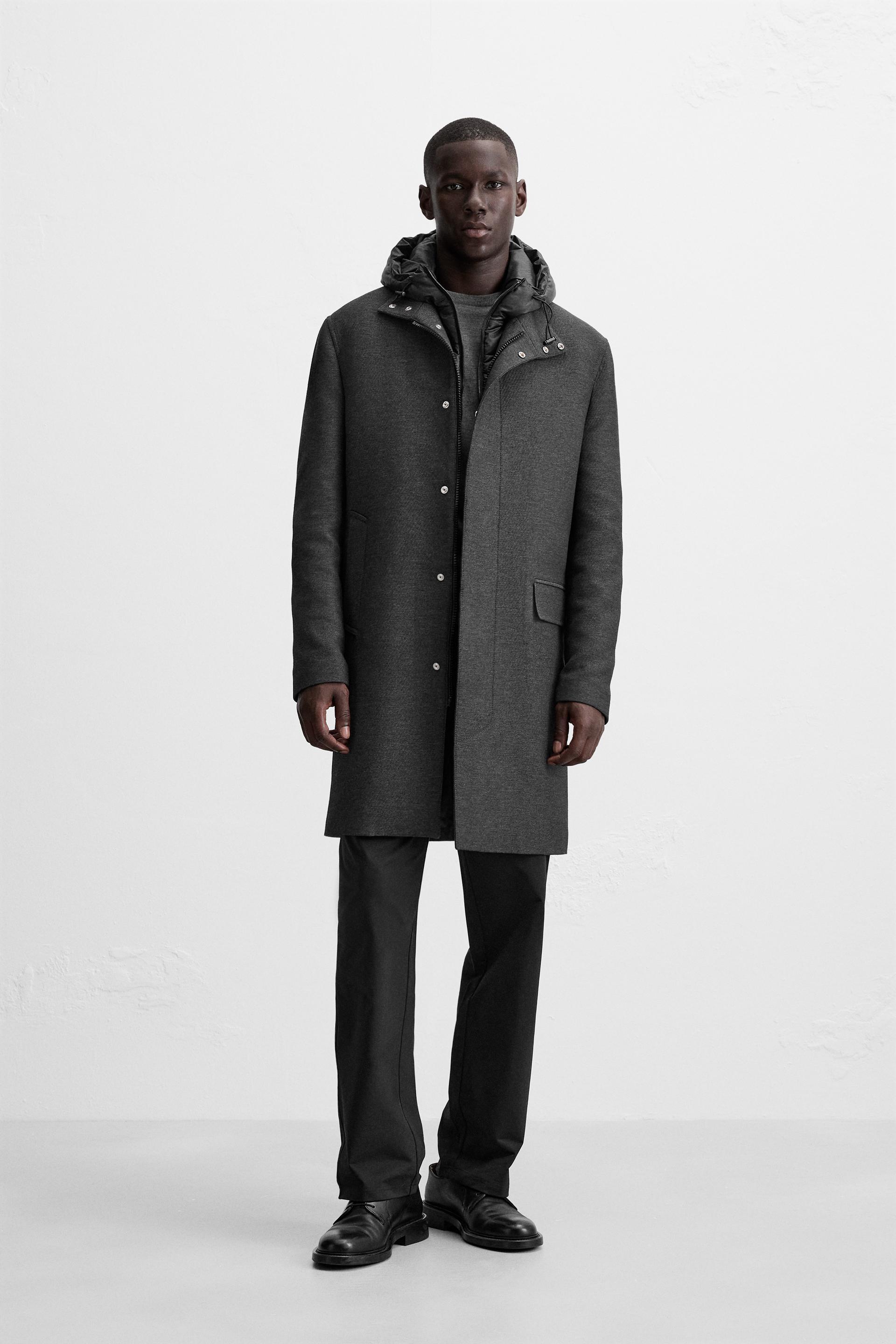 Grey men's coat zara hotsell