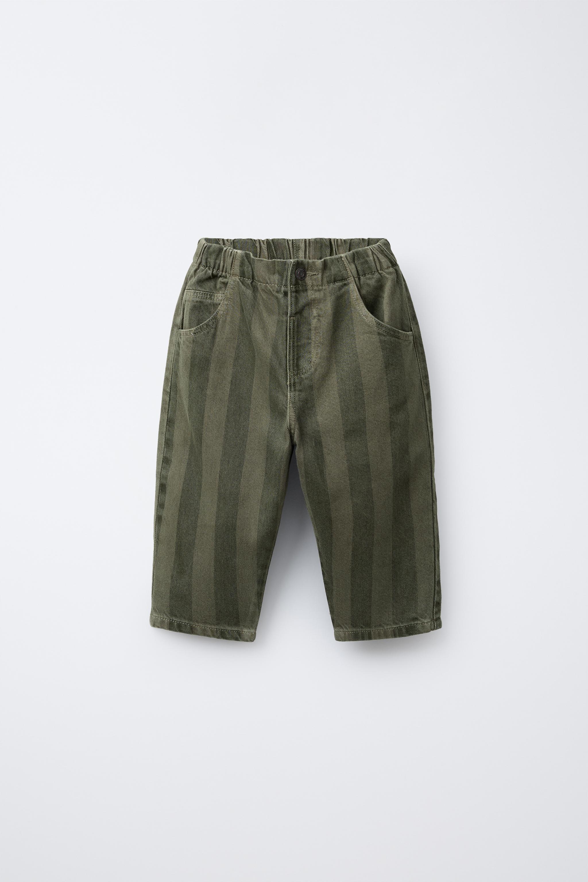 STRIPED BAGGY TWILL PANTS