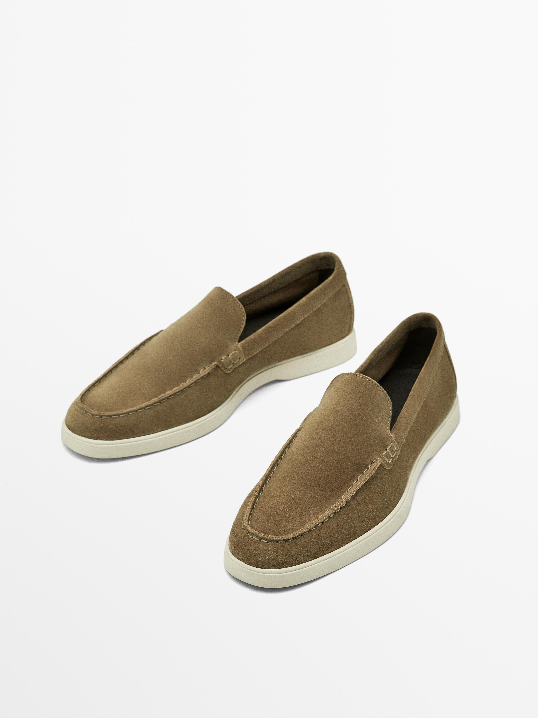 Zara split suede loafers new arrivals