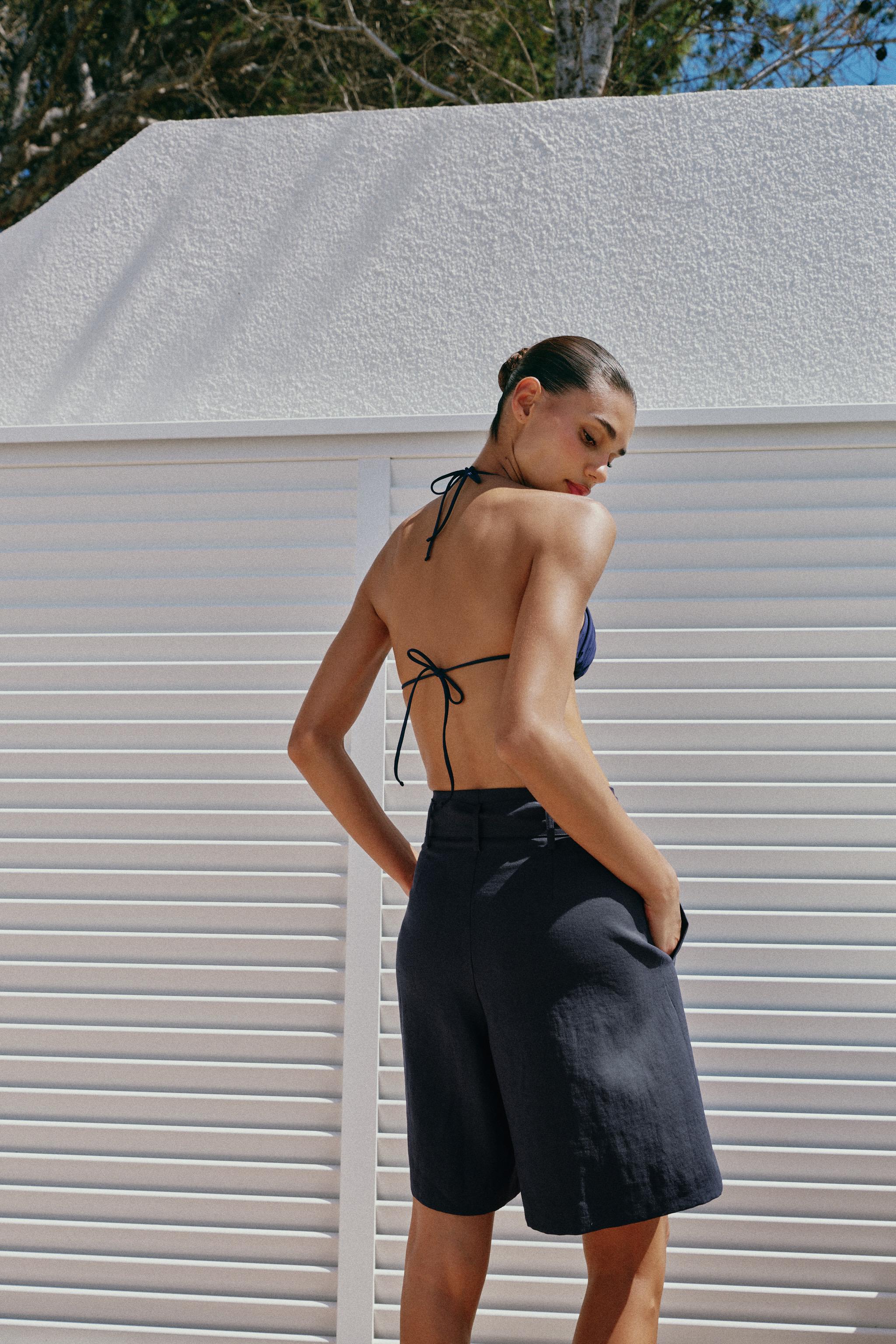 Zara Kuşak Kemerli Bermuda görsel 4