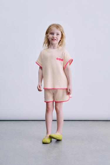 SHORT WAFFLE CONTRASTE FLUO - Écru de Zara