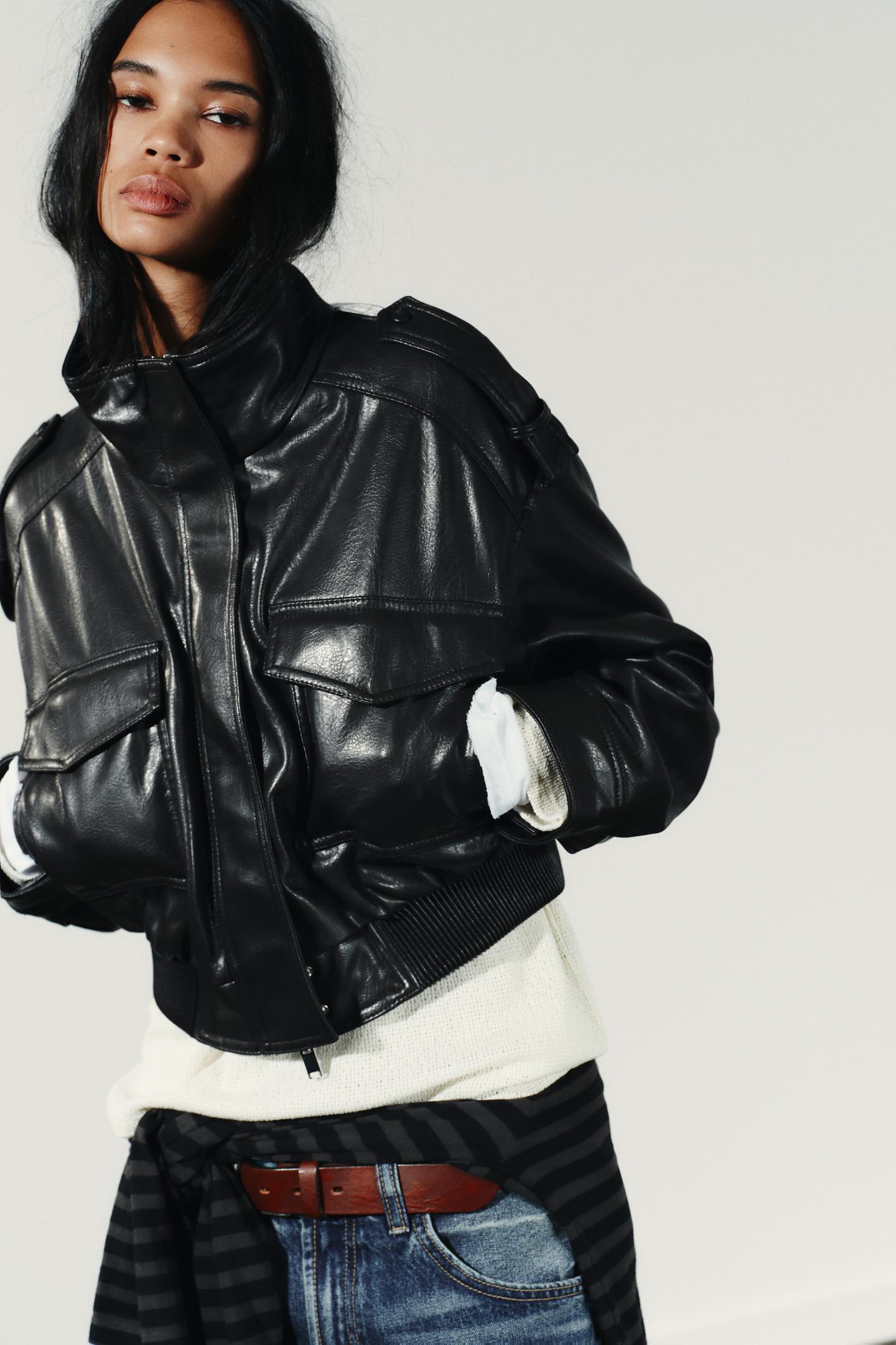 FAUX LEATHER CROPPED JACKET