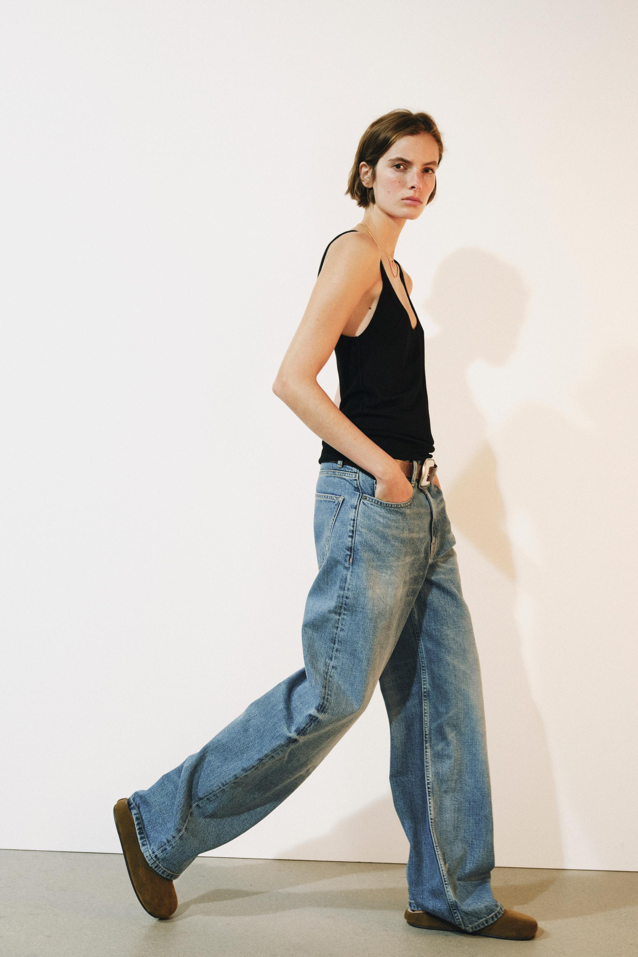 Zara ZW COLLECTION RELAXED FIT GENİŞ PAÇA DÜŞÜK BEL JEAN görsel 6