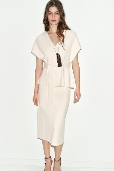 Zara 繫帶針織背心 - 裸色