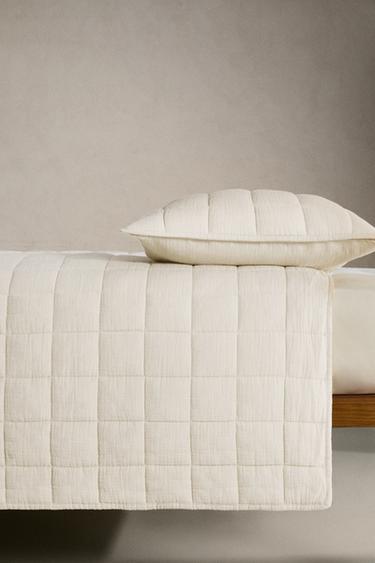 CHILDREN'S CHECK MUSLIN QUILT - Grey by Zara - Image 2