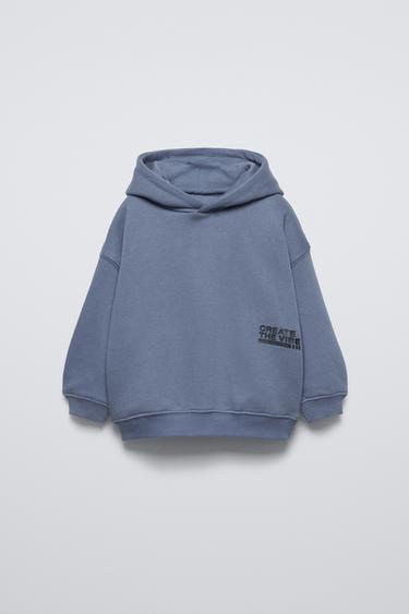 RAISED SLOGAN HOODIE - Bluish by Zara - Image 0