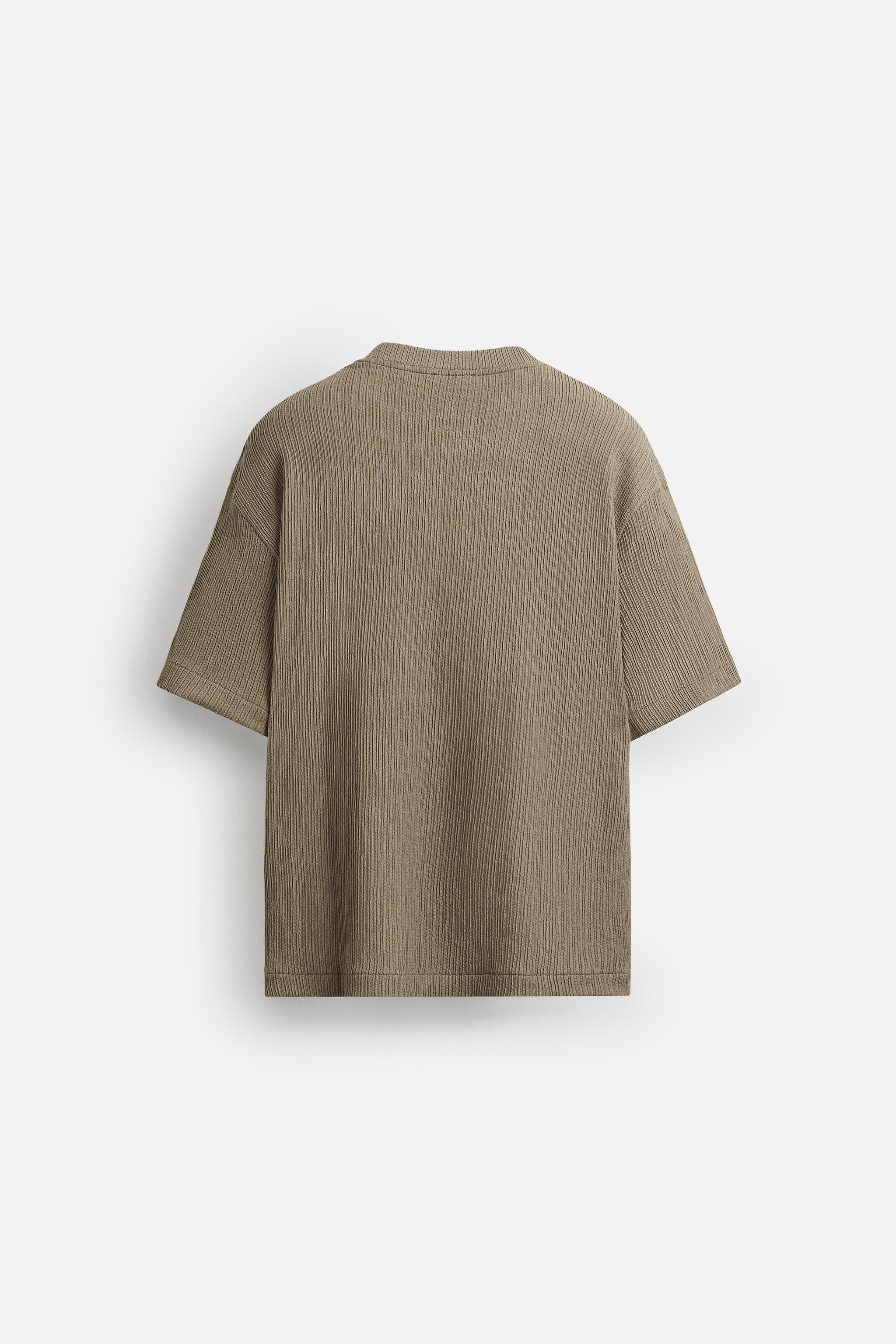IRREGULAR TEXTURED T-SHIRT - Brown / Taupe | ZARA United States