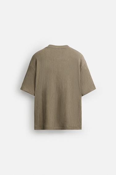 IRREGULAR TEXTURE T-SHIRT - Brown / Taupe by Zara - Image 6