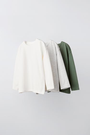 PACK TRES CAMISETAS LISAS - Gris vigoré de Zara - Imagen 0