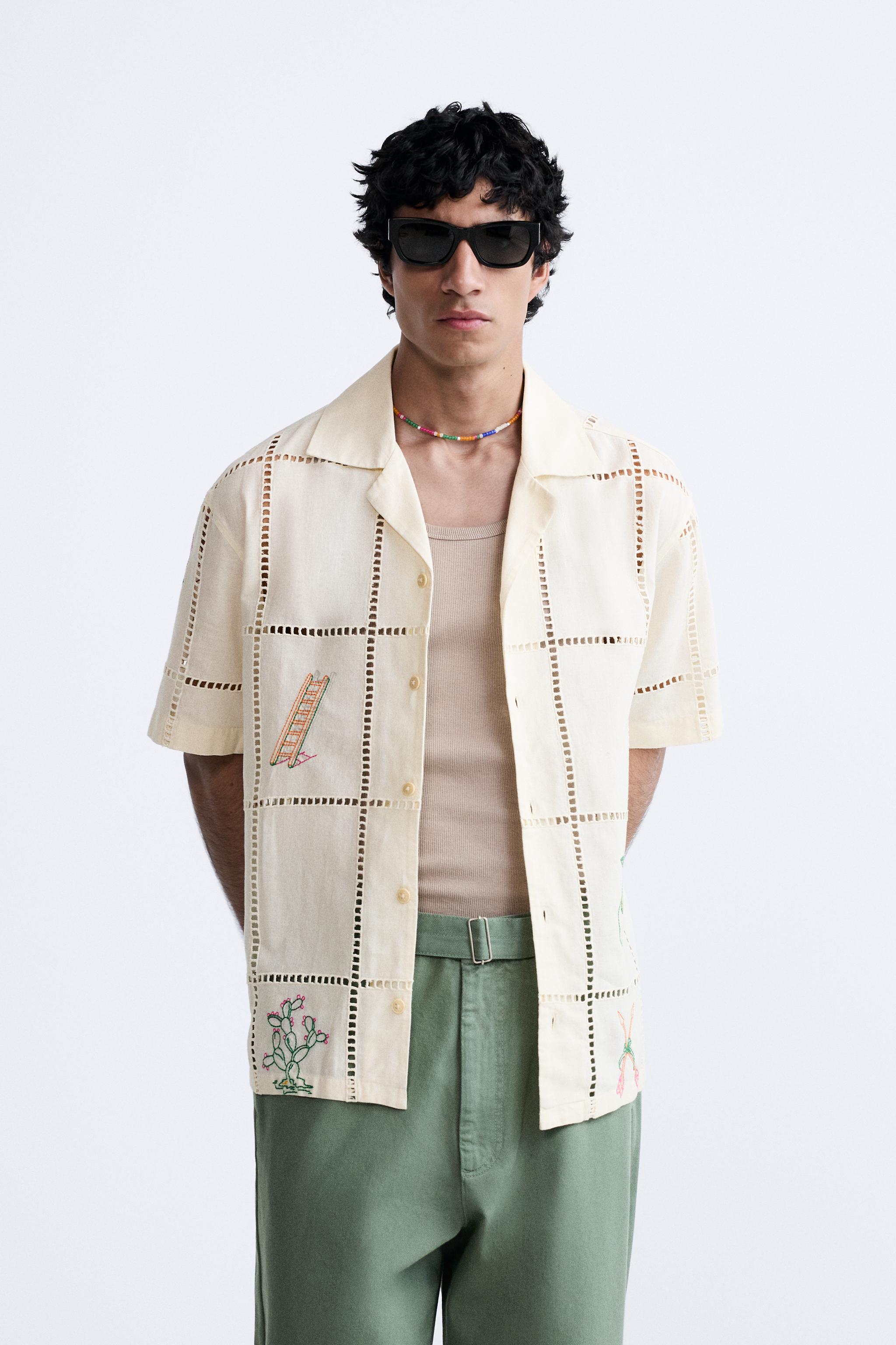 EMBROIDERED OPENWORK SHIRT LIMITED EDITION - Oyster-white | ZARA 