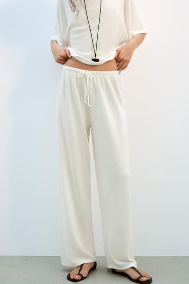 RUSTIC WIDE-LEG TROUSERS - Ecru by Zara - Image 1