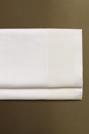 SATEEN FLAT SHEET WITH CROCHET BORDER - Oyster-white by Zara - Image 5