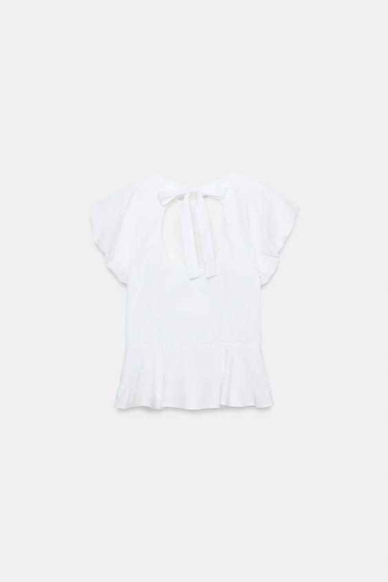 TOP PEPLUM EN POPELINE - Blanc de Zara - Image 6