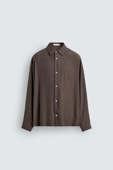 RELAXED FIT FLOWING SHIRT - Brown by Zara