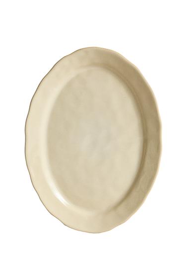 STONEWARE SERVING DISH WITH IRREGULAR EDGE - Cream Zara