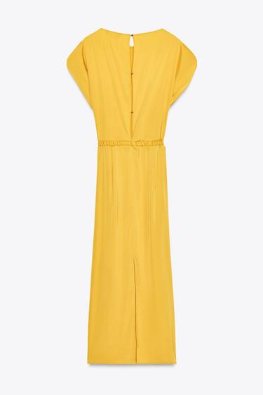 BELTED SATIN MIDI DRESS - Mustard by Zara - Image 6