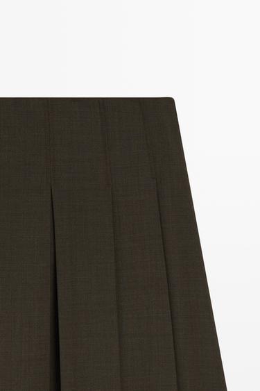Pleated wool-blend midi skirt — Brown 2
