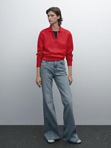 Zara Milano knit sweater with polo collar and zip - Red - Image 0