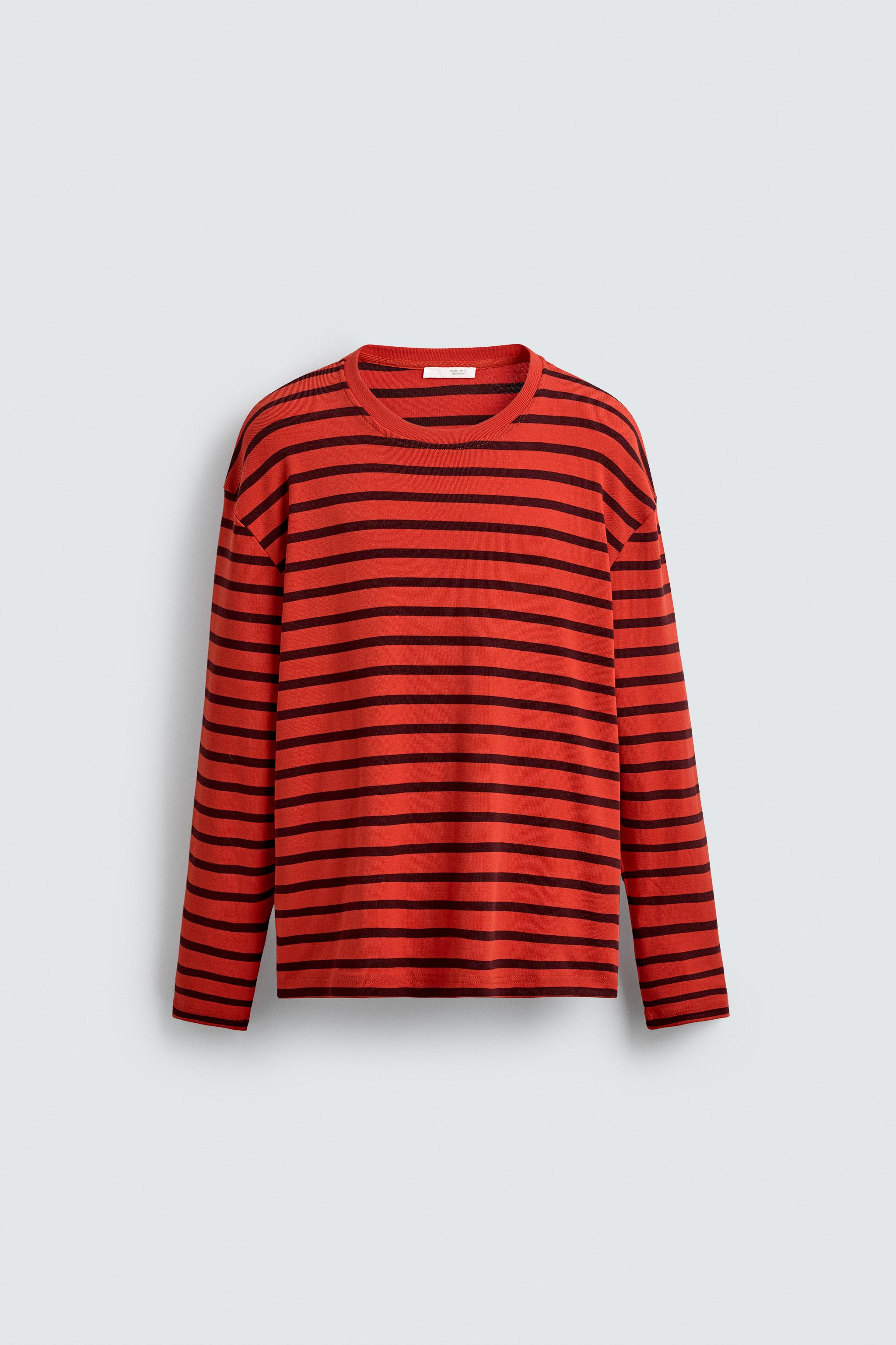 CAMISETA RAYAS CONTRASTE Rojo Negro ZARA España