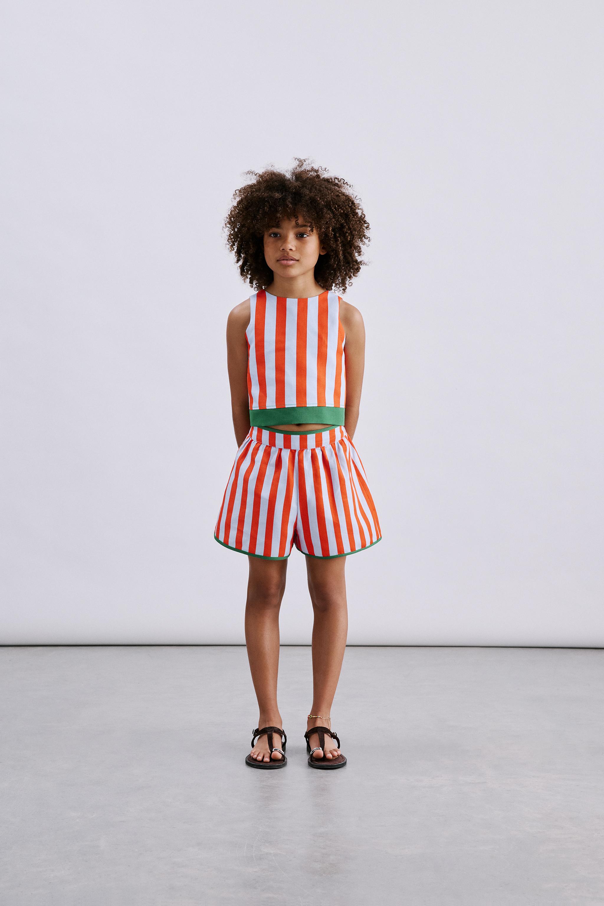 Детские рубашки Zara COMBINATION STRIPED TOP