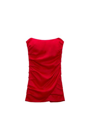 SATIN-FINISH DRESS WITH DRAPED DETAIL