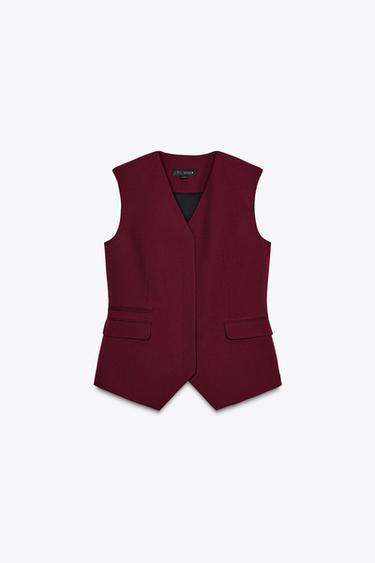 ZW COLLECTION WAISTCOAT WITH POCKETS - Burgundy by Zara - Image 0