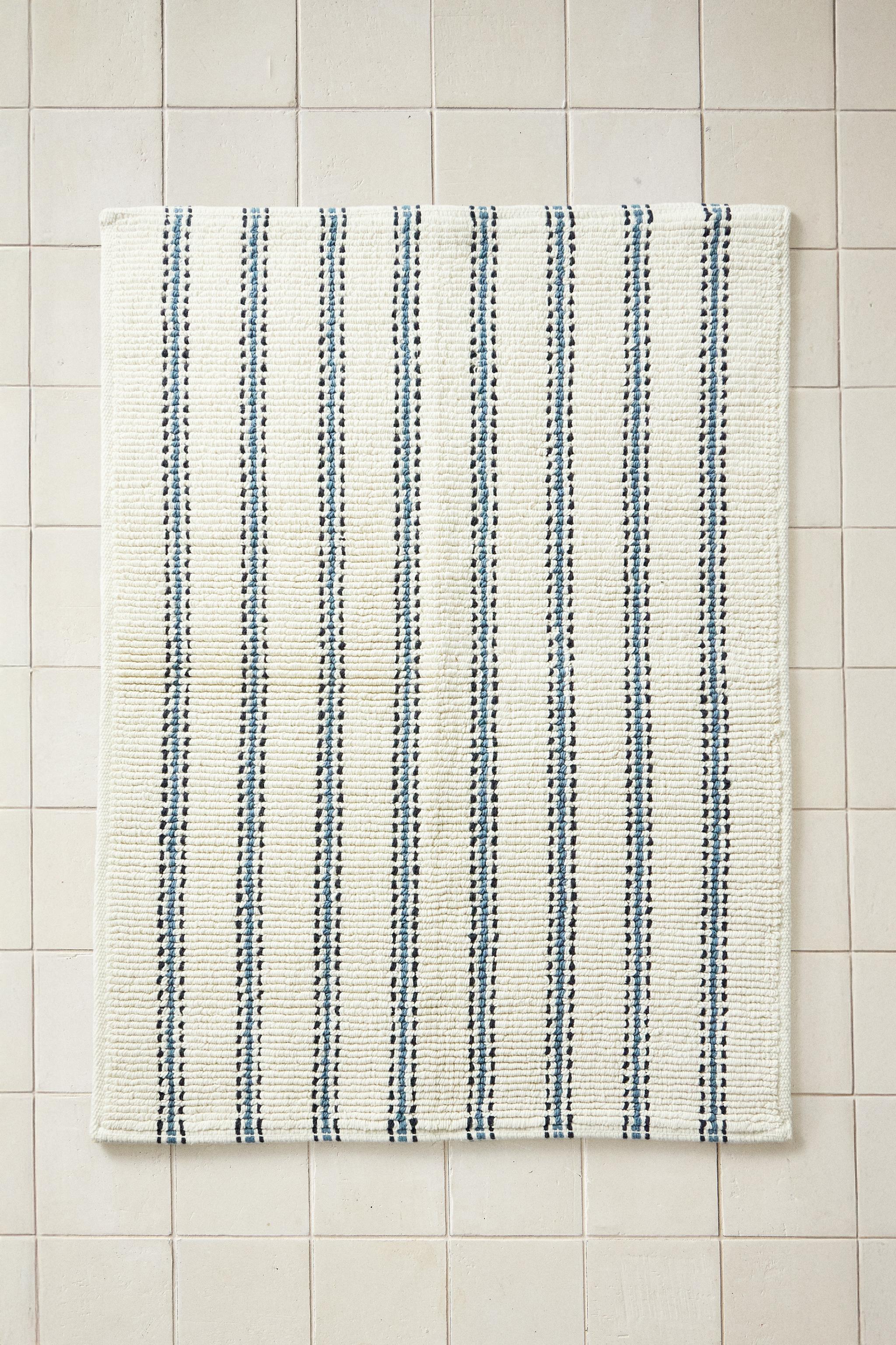 STRIPED BATH MAT — Ecru / Blue