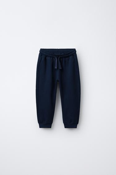 Zara PIQUE JOGGER PANTS - Navy blue