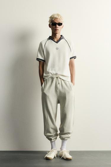 RETRO FOOTBALL JACQUARD CONTRAST POLO SHIRT - Light beige by Zara - Image 0