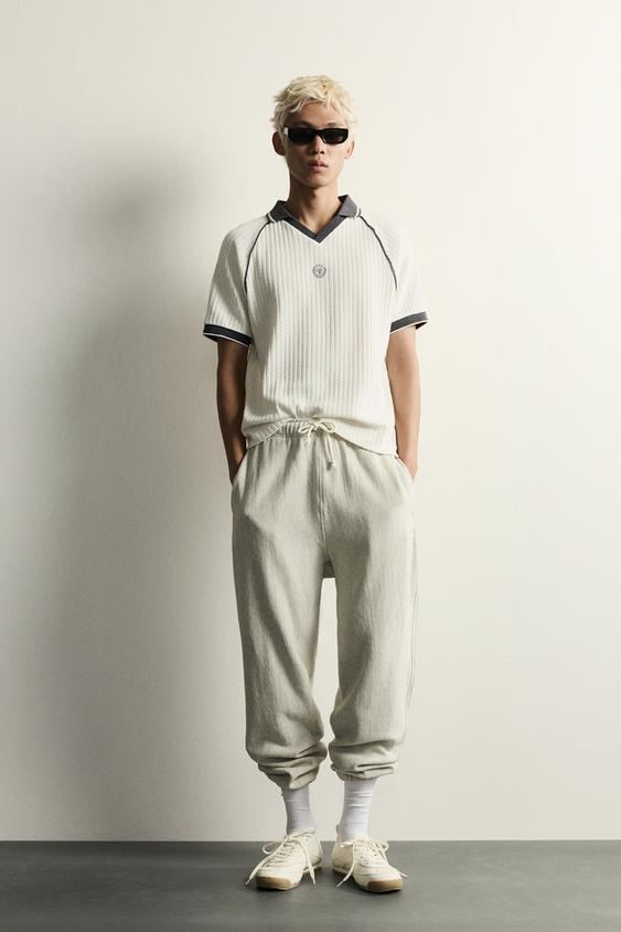 POLO FOOTBALL RÉTRO JACQUARD À CONTRASTE - Beige clair de Zara - Image 0
