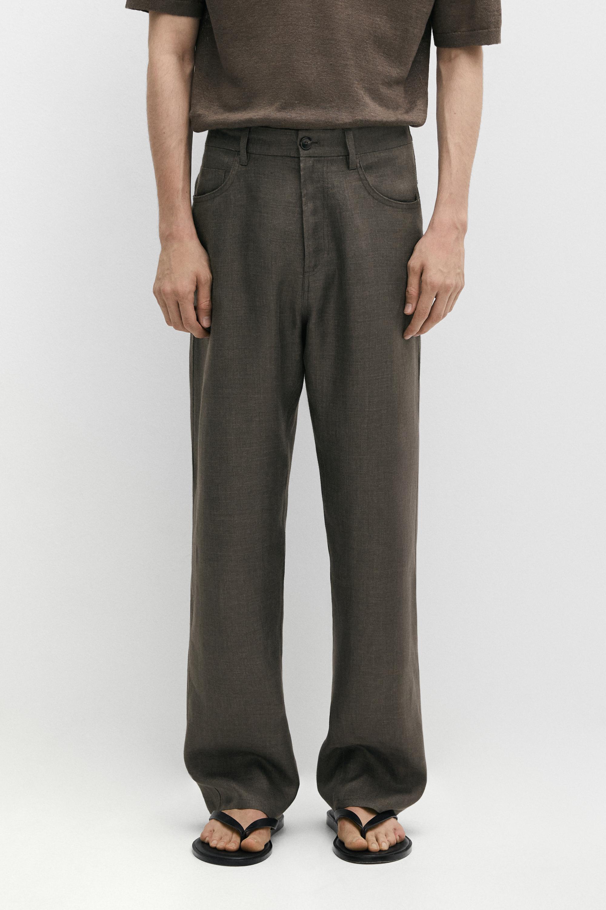 Wide-leg linen trousers — Dark salmon