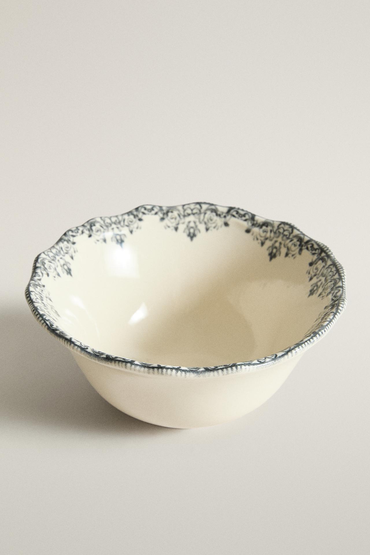MINI DESSERT BOWL WITH PLACEMENT PRINT — Blue / Gray