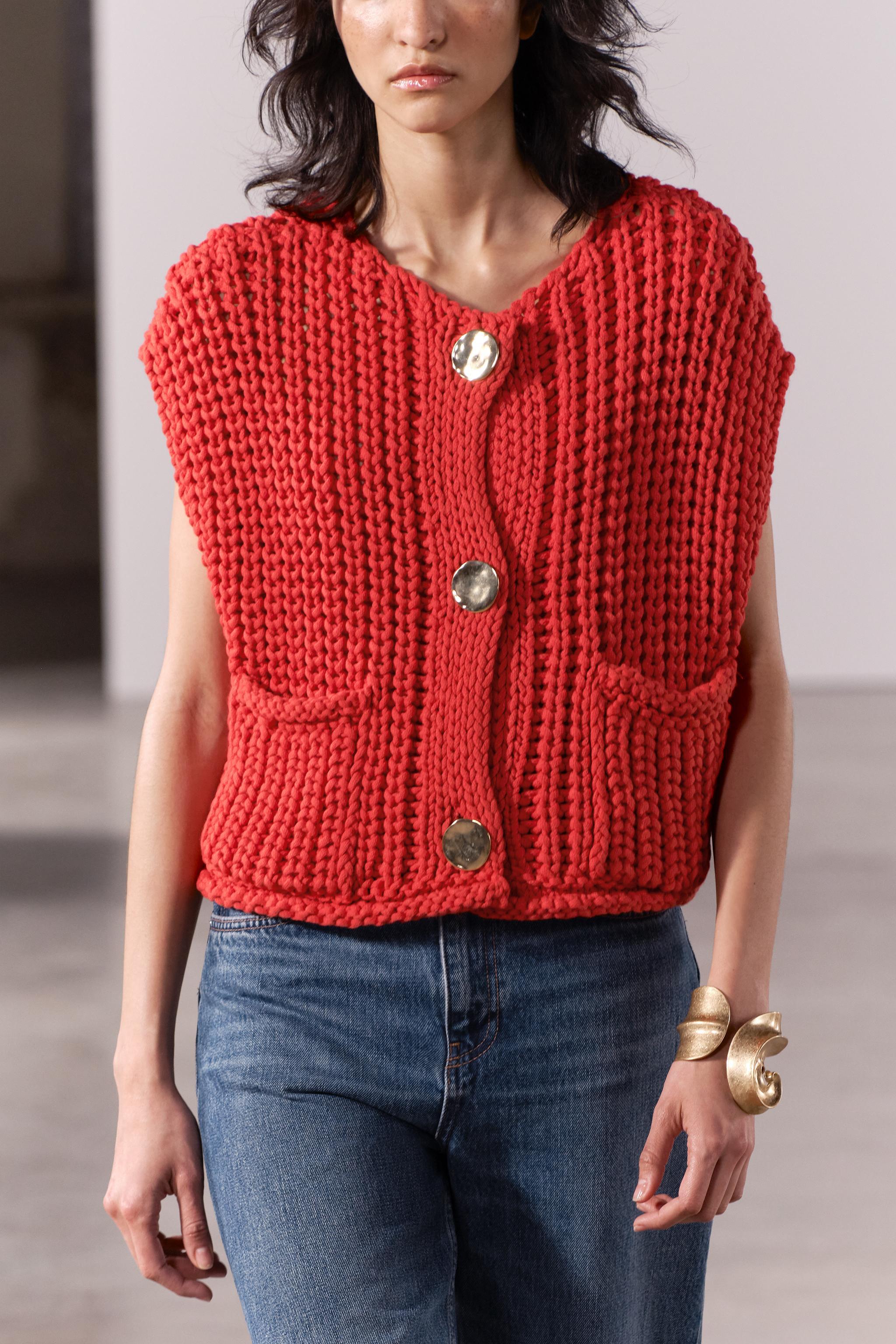 Velvet Surplice Knit Top - Red