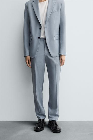 Zara SLIM FIT SUIT PANTS - Sky blue