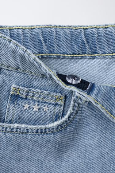 EMBROIDERED FRAYED DENIM BERMUDA SHORTS - Mid-blue by Zara - Image 2