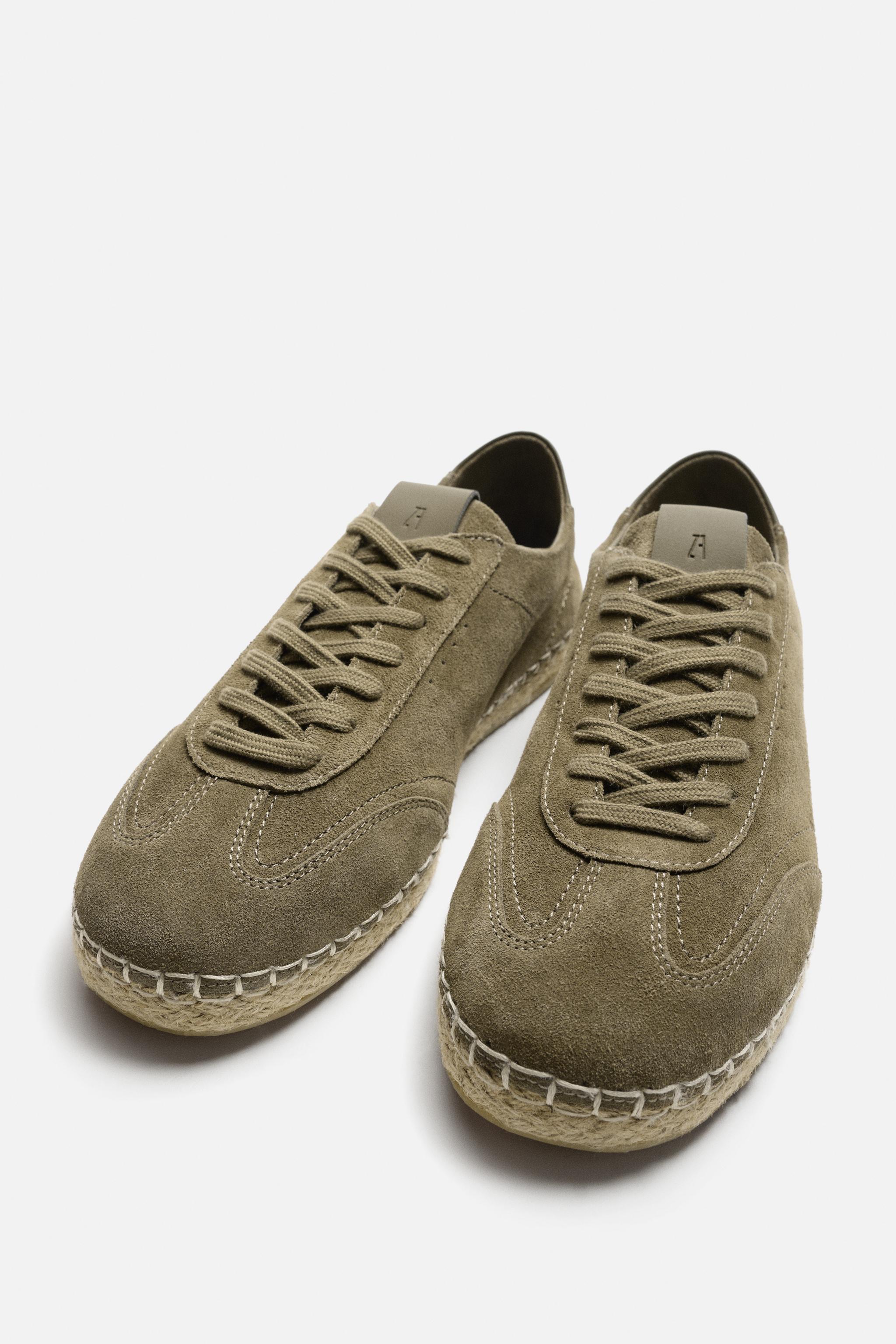 LEATHER JUTE SNEAKERS - Black | ZARA United States