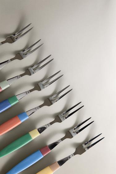SET OF APERITIF FORKS WITH RESIN HANDLE (SET OF 8) - Silver by Zara - Image 2