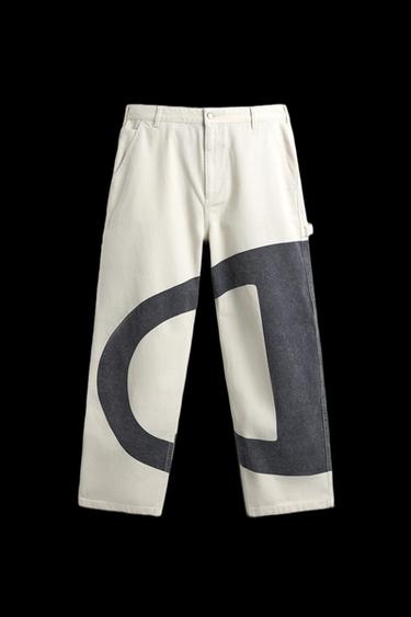 Zara CHAMPION ® X ZARA CONTRAST LOGO PANTS - Ecru